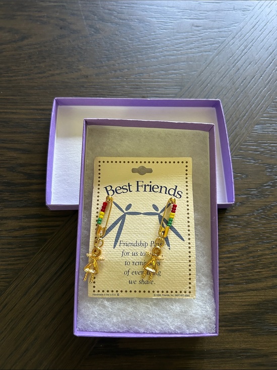 FRIENDS Jewelry - Best Friends Gold-Plated Friendship Pins with Rainbow Beads